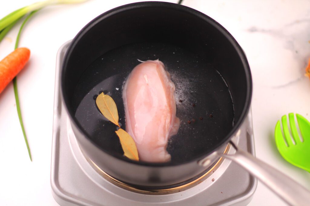 chicken breast in a medium pot or saucepan